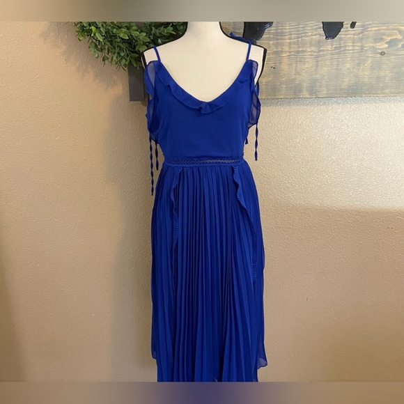 Lulus Never a Dull Moment Royal Blue Tie-Strap Pleated Midi Dress - WORN ONCE - Picture 6 of 10